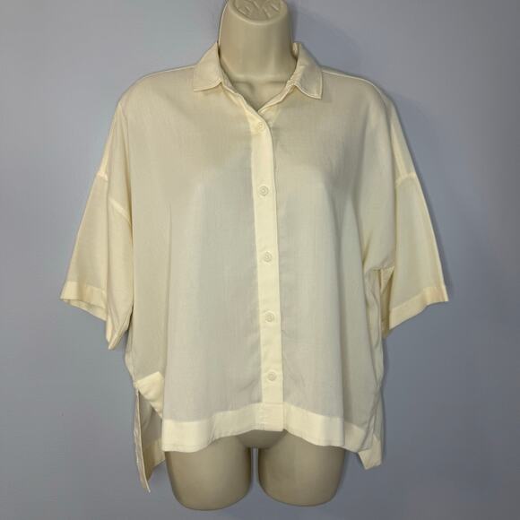 Everlane The Short-Sleeve Square Shirt Relax Butterlite Cream Women's XS - Picture 13 of 13